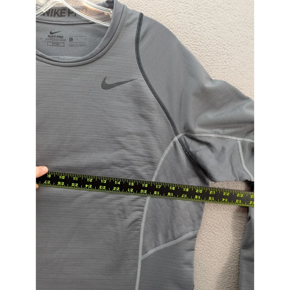 Nike Pro Hyperwarm Fitted Sleeve Training Top Men's Large‎ Gray Pullover Stretch